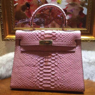 Hermes Kelly 28cm Imported Python Leather Bag Pink