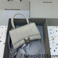 Balenciaga Hourglass Mini Top Handle Bag in Grey Glitter 2022