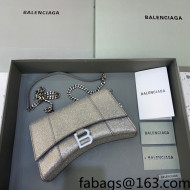 Balenciaga Hourglass Chain Wallet in Grey Glitter 2021