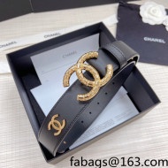 Chanel Calfskin Belt 3cm with Metallic CC Buckle Black 2022 71