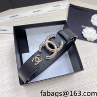 Chanel Calfskin Belt 3cm with Metallic CC Buckle Black 2022 74