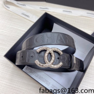 Chanel Calfskin Belt 3cm with Metallic CC Buckle Black 2022 75