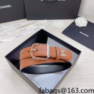 Chanel Calfskin Belt 3cm with Leather Chain D Buckle Brown 2022 80