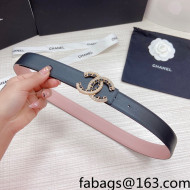 Chanel Calfskin Belt 3cm with Pearl Chain CC Buckle Black/Pink 2022 87