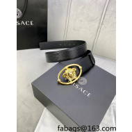 Versace Epi Leather Belt 4cm with Medusa Buckle Black/Gold 2022 59