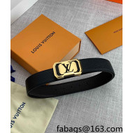 Louis Vuitton Reversible Litchi-Grained Leather Belt 4cm with Framed LV Buckle Black/Coffee 2022 63