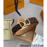 Louis Vuitton Reversible Litchi-Grained Leather Belt 4cm with Gold Framed LV Buckle 2022 65