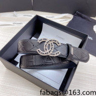 Chanel Lambskin Belt 3cm with Crystal CC Buckle Black/Silver 2022 66