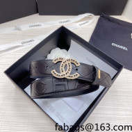 Chanel Lambskin Belt 3cm with Crystal CC Buckle Black/Gold 2022 67