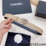 Chanel Leather Belt 3cm with CC Love Buckle Beige 2022 031135