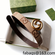 Gucci Maxi-GG Canvas Belt 3cm with Interlocking G Buckle Brown/Gold 2022 033060