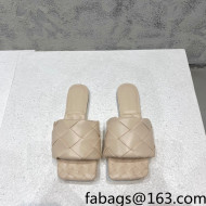 Bottega Veneta Woven Lambskin Flat Slide Sandals 9.5cm Nude 2022 032137