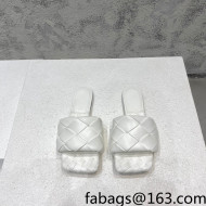 Bottega Veneta Woven Lambskin Flat Slide Sandals 9.5cm Pearly White 2022 032138
