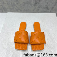 Bottega Veneta Woven Lambskin Flat Slide Sandals 9.5cm Orange 2022 032140