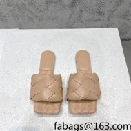 Bottega Veneta Woven Lambskin Flat Slide Sandals 9.5cm Beige 2022 032142