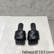 Bottega Veneta Woven Lambskin Flat Slide Sandals 9.5cm Black 2022 032146