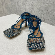 Bottega Veneta Sparkle Stretch Crystal Mesh Sandals 9cm Blue 2022