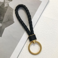 Bottega Veneta Intrecciato Lambskin Key Ring Black/Gold 2022 608783