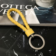Bottega Veneta Intrecciato Lambskin Key Ring Yellow/Silver 2022 608783