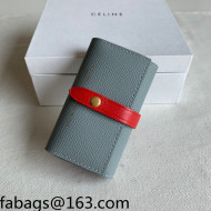 Celine Palm-Grained Leather 6 Key Holder Blue/Red 2022 01