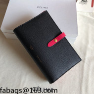 Celine Palm-Grained Leather Passport Wallet Black/Red 2022 06