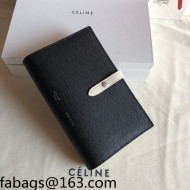 Celine Palm-Grained Leather Passport Wallet Black/White 2022 07
