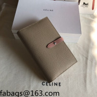 Celine Palm-Grained Leather Passport Wallet Beige/Pink 2022 08