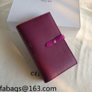 Celine Palm-Grained Leather Passport Wallet Burgundy/Hot Pink 2022 09