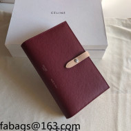Celine Palm-Grained Leather Passport Wallet Burgundy/Nude 2022 11