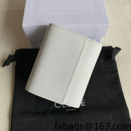Celine Small Trifold Wallet in Palm-Grained Calfskin White 2022 0146