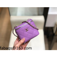 Chanel Grainy Leather Mini Vanity with Classic Chain AP1340 Purple 2021 TOP