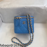 Chanel Grainy Leather Mini Vanity with Classic Chain AP1340 Blue 2021 TOP