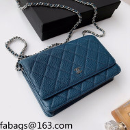 Chanel Grained Calfskin Classic Wallet on Chain WOC AP0250 Blue 2021 