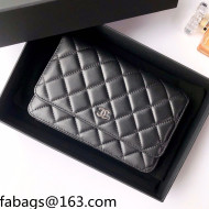 Chanel Lambskin Classic Wallet on Chain WOC AP0250 Black/Silver 2021 