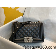 Chanel Quilted Lambskin Leather Small Boy Flap Bag A67085 Black/Aged Silver 2021