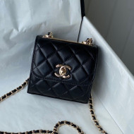 Chanel Lambskin Clutch with Chain and Metallic Band AP2469 Black 2021 