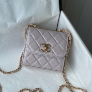 Chanel Lambskin Clutch with Chain and Metallic Band AP2469 Light Pink 2021 