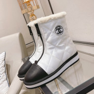 Chanel Down Silk Snow Ankle Boots White 2021 70 