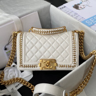 Chanel Lambskin Chain Small Boy Handbag White 2021 47