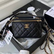 Chanel Goatskin Vanity Case Bag with Chain Black 2021 53