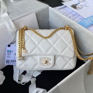 Chanel Lambskin & Enamel Mini Flap Bag AS3113 White 2021