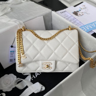 Chanel Lambskin & Enamel Small Flap Bag AS3112 White 2021