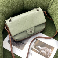 Chanel Wax Calfskin Vintage Flap Bag Green/Brown 2021 61