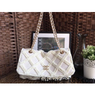 Chanel Quilted Fabric Flap Bag White 2021 18