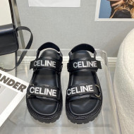 Celine Bulky Fabric Strap Flat Sandals Black 2022 30