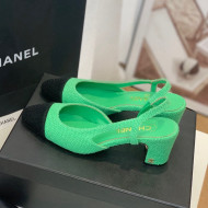 Chanel Fabric Slingback Pumps 6.5cm G31318 Green 2022
