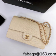 Chanel Pythonskin Embossed Leather Medium Calssic Flap Bag A01112 Nude 2022 02