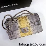 Chanel Pythonskin Embossed Leather Medium Calssic Flap Bag A01112 Gray/Yellow 2022 04