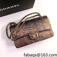 Chanel Pythonskin Embossed Leather Medium Calssic Flap Bag A01112 Gold 2022 04