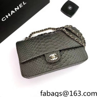 Chanel Pythonskin Embossed Leather Medium Calssic Flap Bag A01112 Dark Green 2022 05